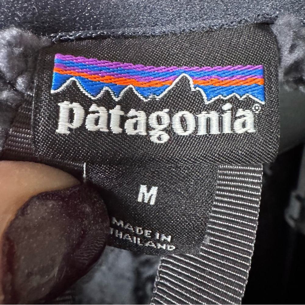 Patagonia Los Gatos Hooded Fleece Pullover Navy Blue/Grey Cozy Teddy Half Zip - Picture 8 of 10